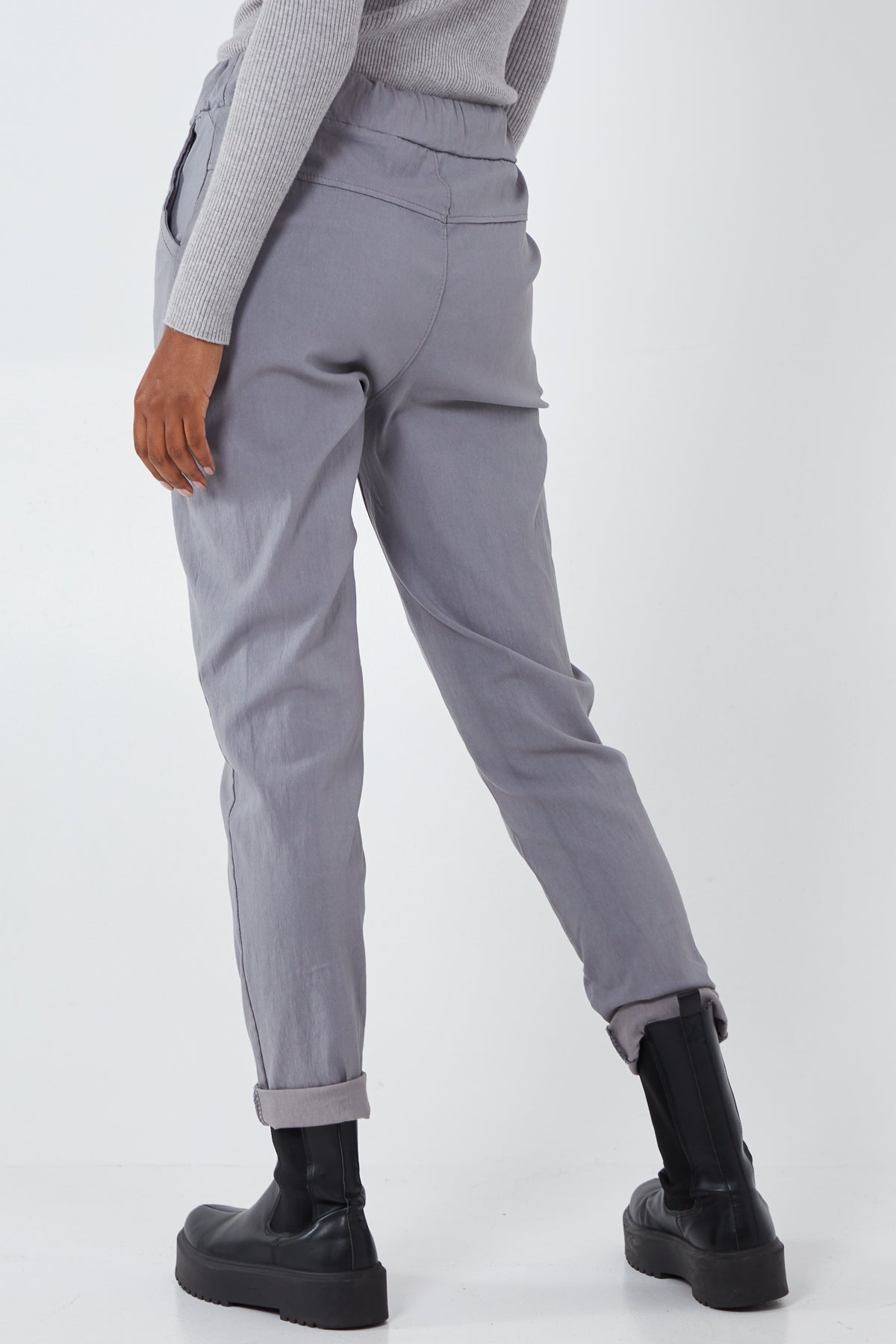 Slate Grey Magic Plain Smart Non-Crush Trouser (Extra Large) For Women XL/XXL - Dropwear