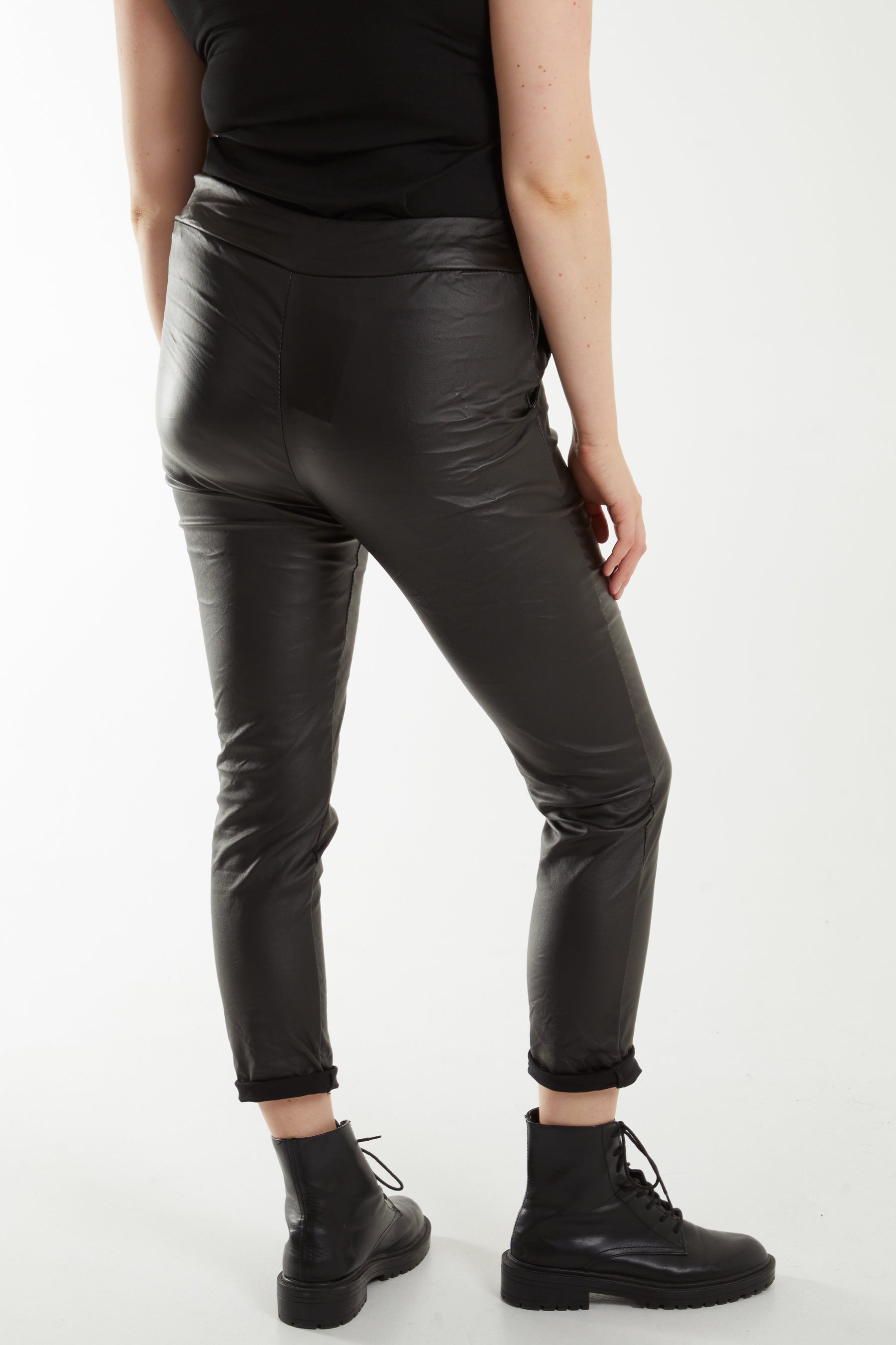 Magic Stretch PU Coated Crushed Trousers For Women  - Dropwear