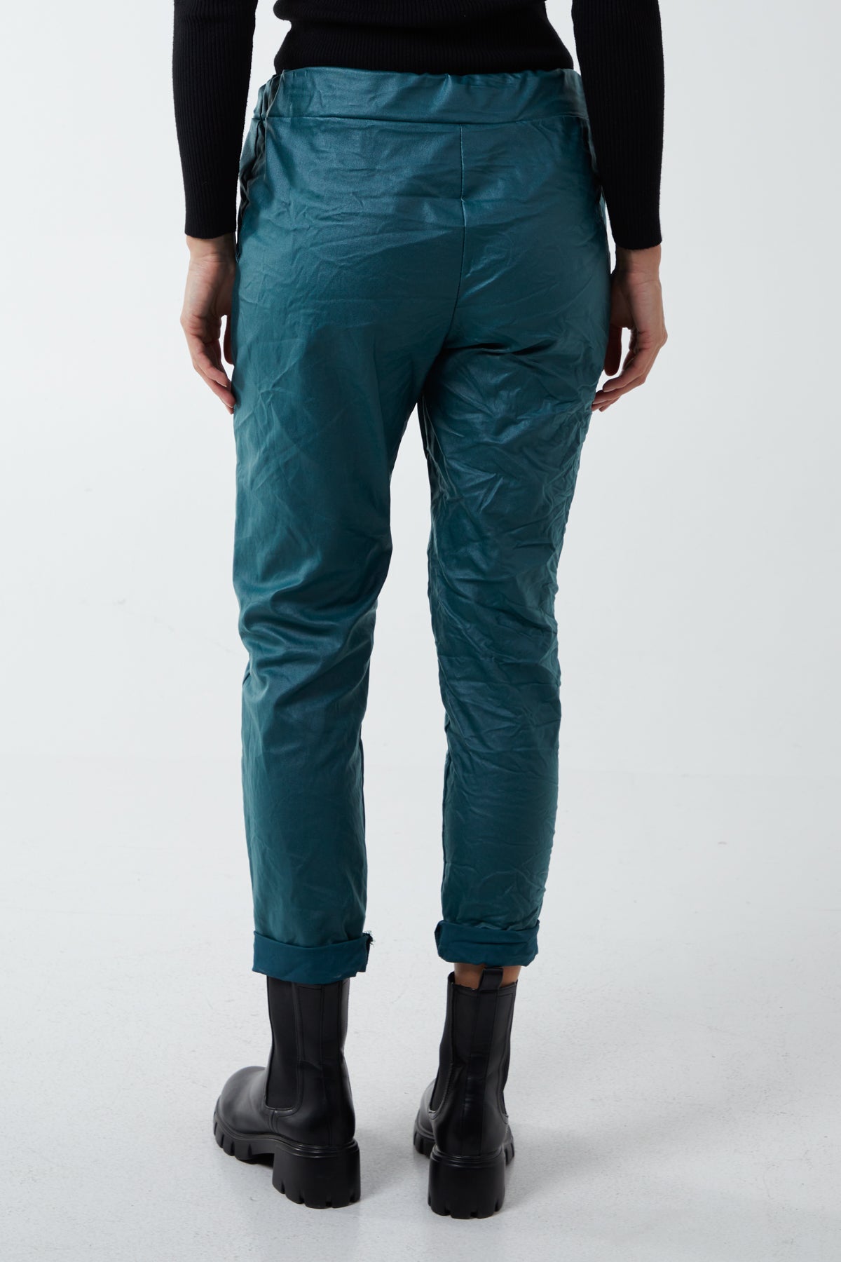 Magic Stretch PU Coated Crushed Trousers For Women  - Dropwear