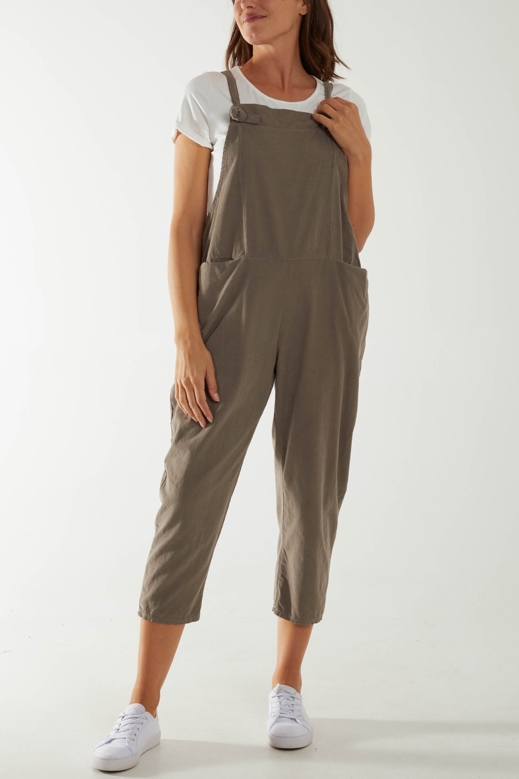Navy Baby Corduroy Two Pocket Dungaree For Women ONE SIZE - Dropwear