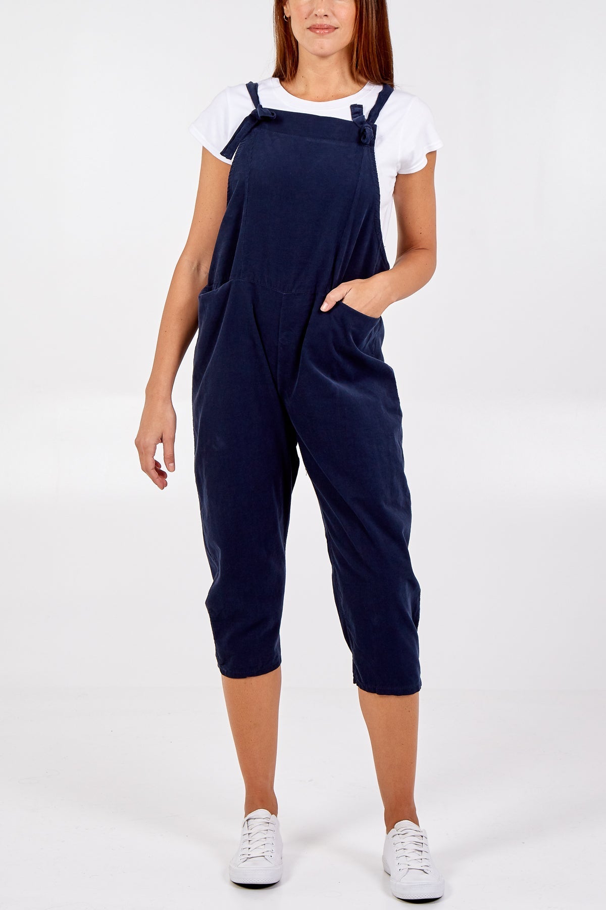 Black Baby Corduroy Two Pocket Dungaree For Women ONE SIZE - Dropwear
