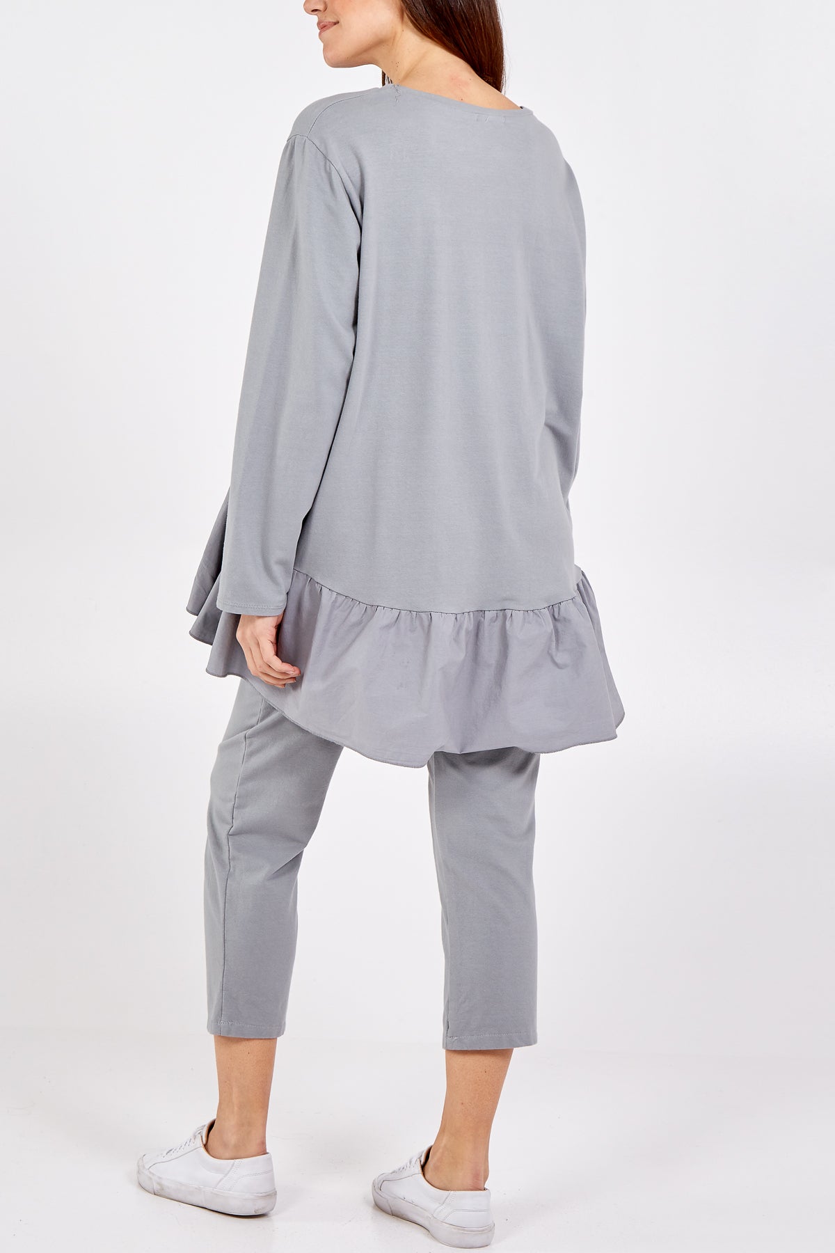Asymmetrical Frill Hem Glitter Star Loungewear Set For Women  - Dropwear
