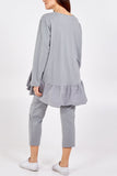 Asymmetrical Frill Hem Glitter Star Loungewear Set For Women  - Dropwear