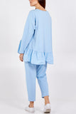 Asymmetrical Frill Hem Glitter Star Loungewear Set For Women  - Dropwear
