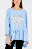 Gold Star Heart Top With Frill Trim For Women  - Dropwear