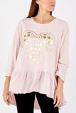 Gold Star Heart Top With Frill Trim For Women  - Dropwear