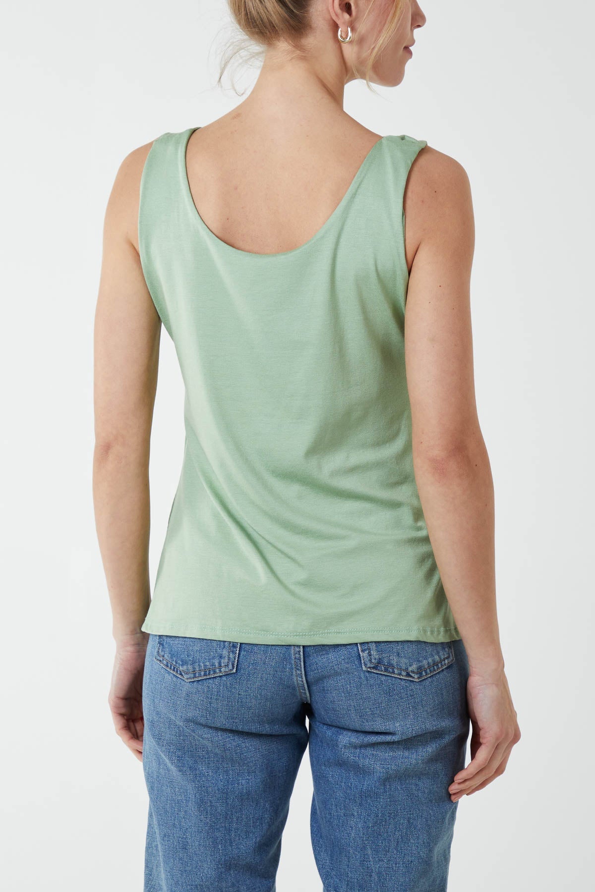 Double Layer Scoop Neck Plain Vest For Women  - Dropwear