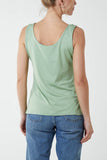Double Layer Scoop Neck Plain Vest For Women  - Dropwear