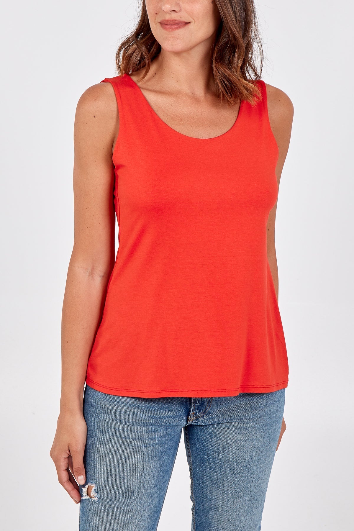 Double Layer Scoop Neck Plain Vest For Women  - Dropwear