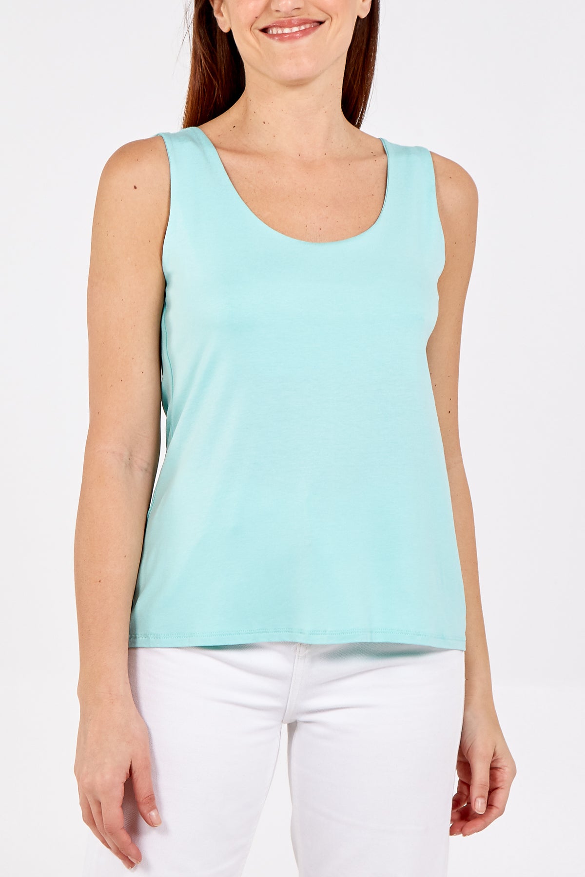 Sage Double Layer Scoop Neck Plain Vest For Women ONE SIZE - Dropwear