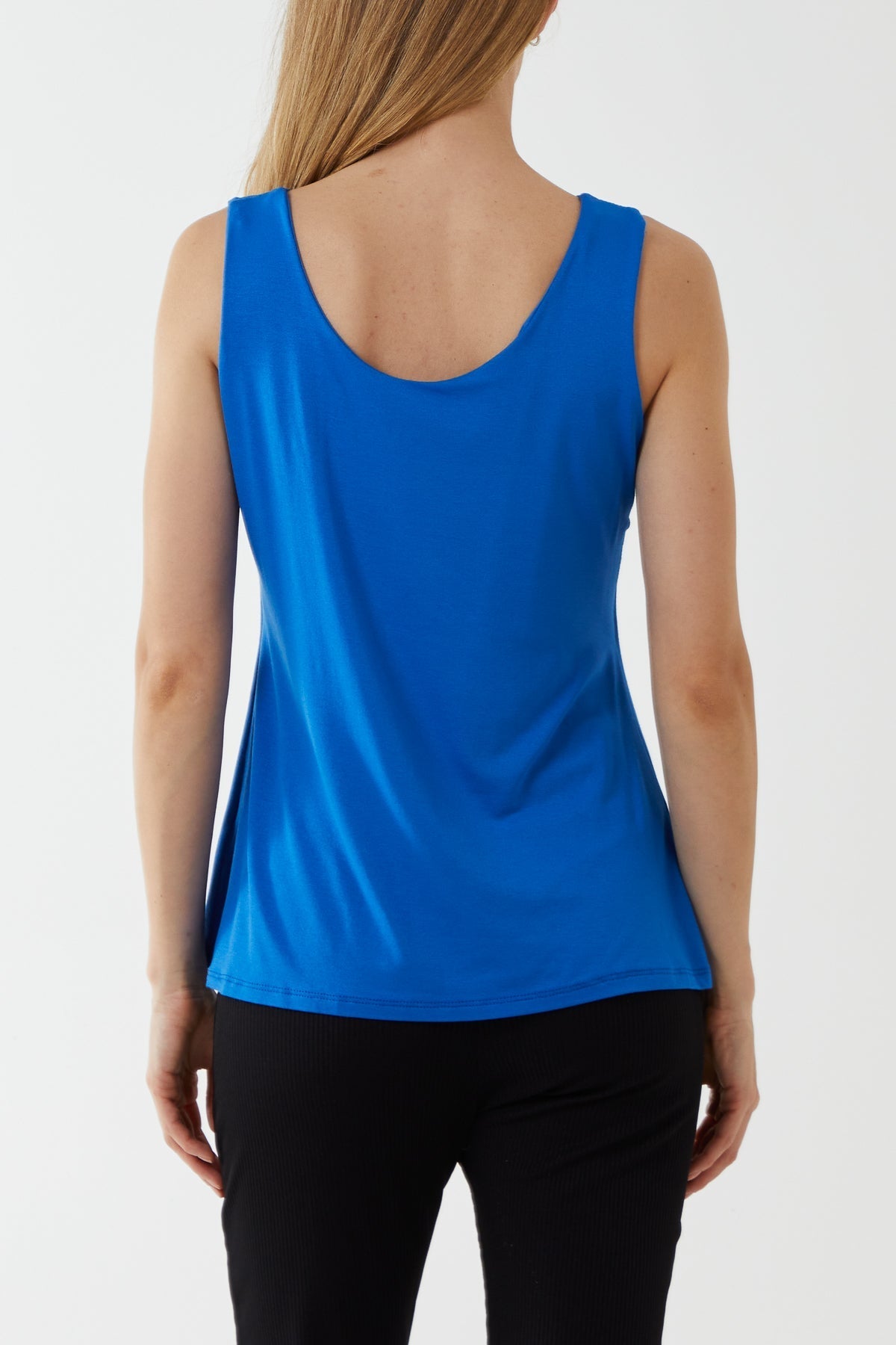 Royal Blue Double Layer Scoop Neck Plain Vest For Women ONE SIZE - Dropwear