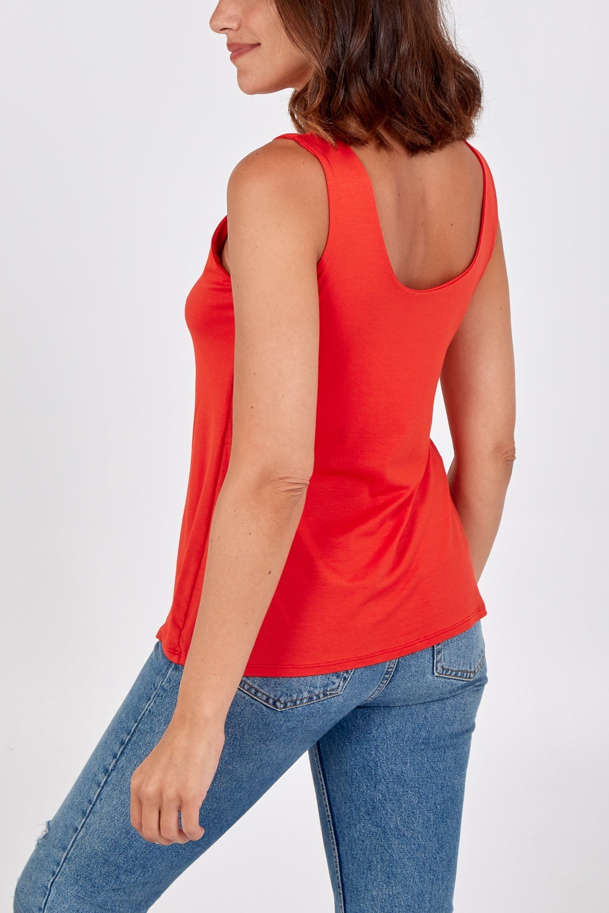 Double Layer Scoop Neck Plain Vest For Women  - Dropwear