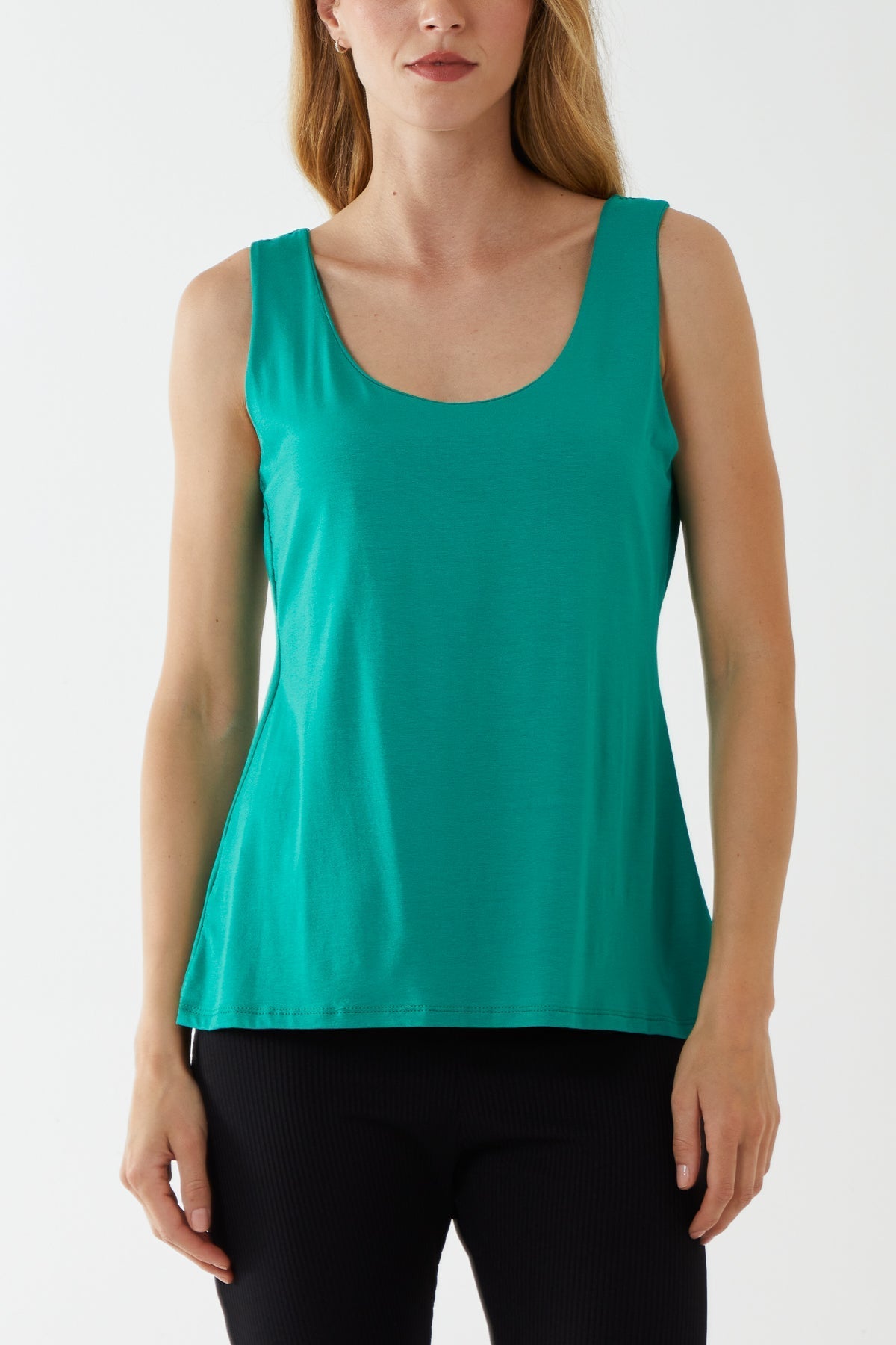 Silver Double Layer Scoop Neck Plain Vest For Women ONE SIZE - Dropwear