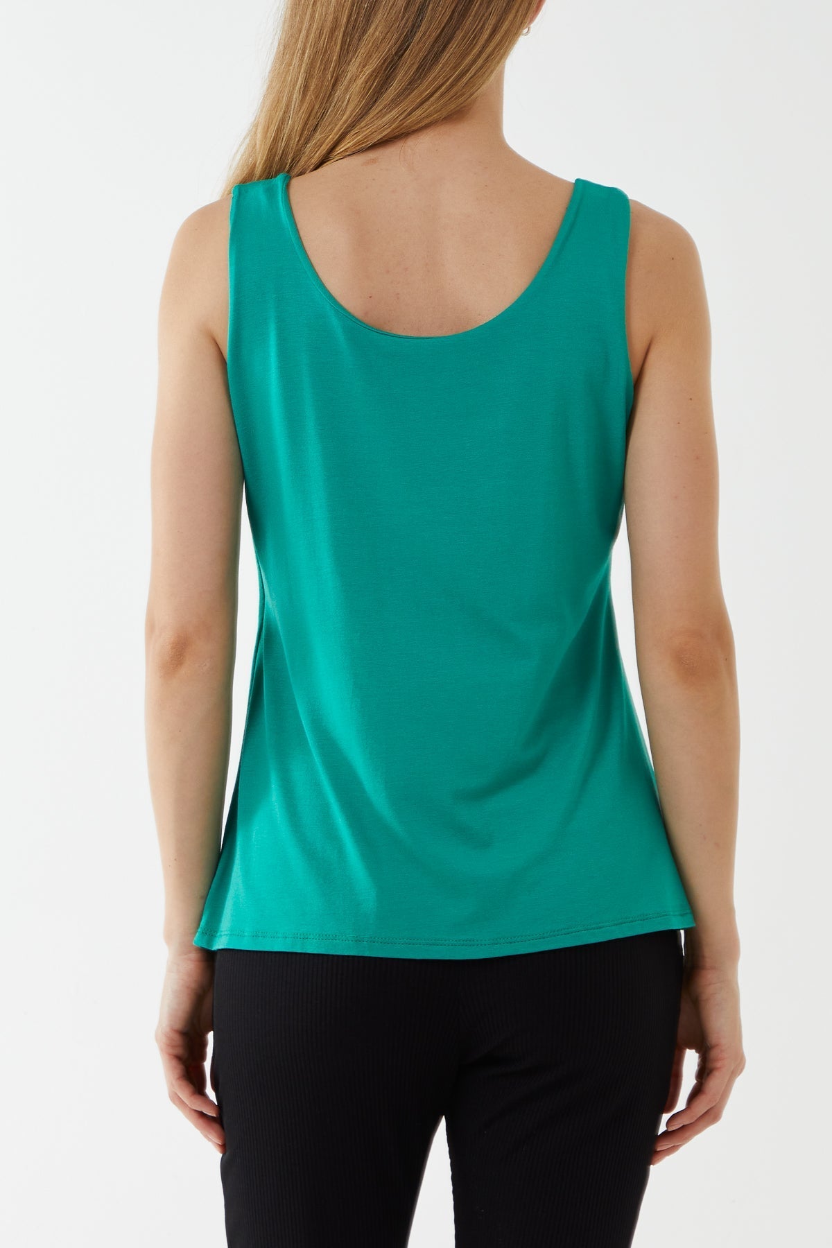 Light Khaki Double Layer Scoop Neck Plain Vest For Women ONE SIZE - Dropwear