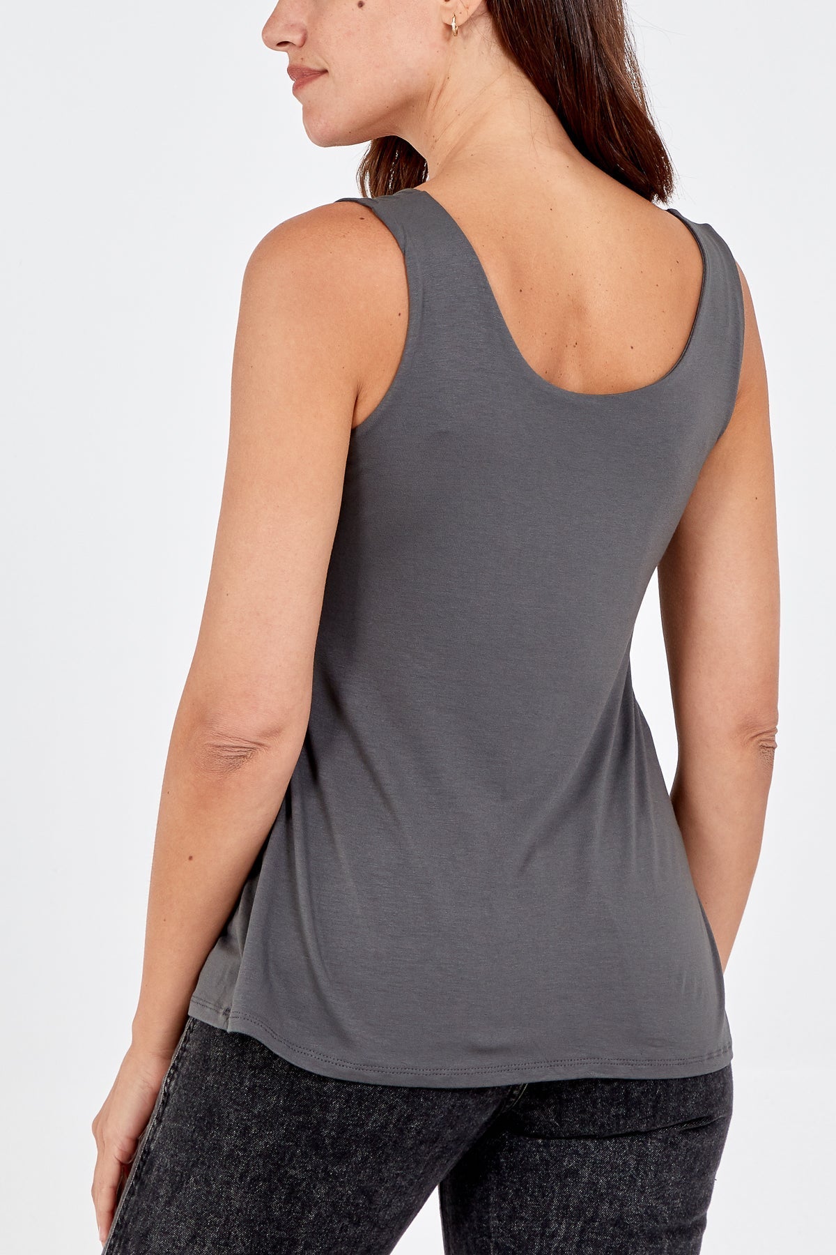 Double Layer Scoop Neck Plain Vest For Women  - Dropwear