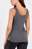 Double Layer Scoop Neck Plain Vest For Women  - Dropwear