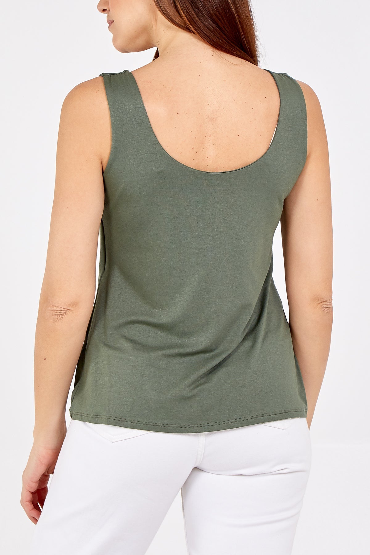 Dark Grey Double Layer Scoop Neck Plain Vest For Women ONE SIZE - Dropwear
