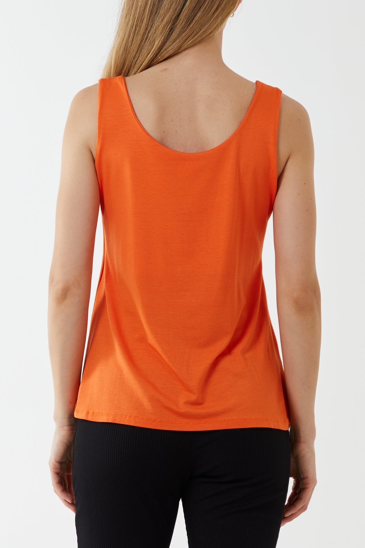 Red Double Layer Scoop Neck Plain Vest For Women ONE SIZE - Dropwear