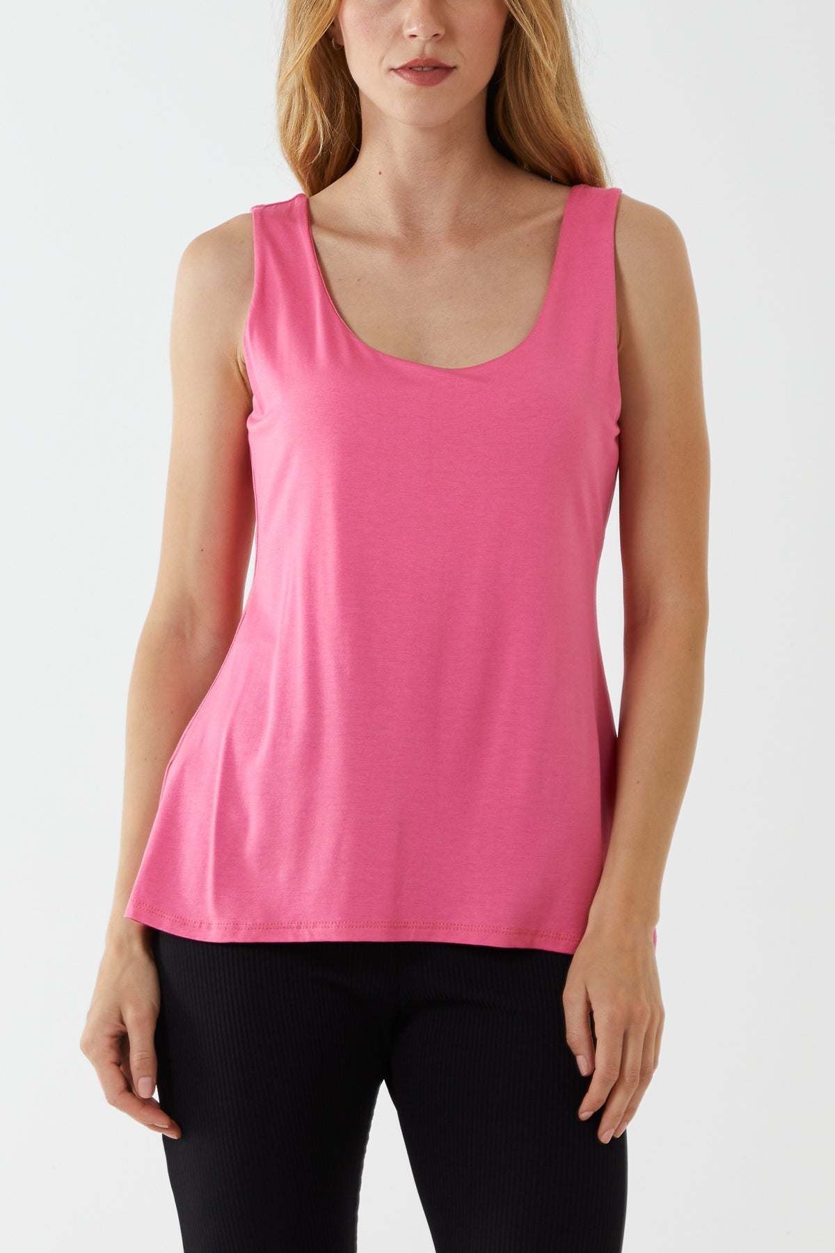 Charcoal Double Layer Scoop Neck Plain Vest For Women ONE SIZE - Dropwear