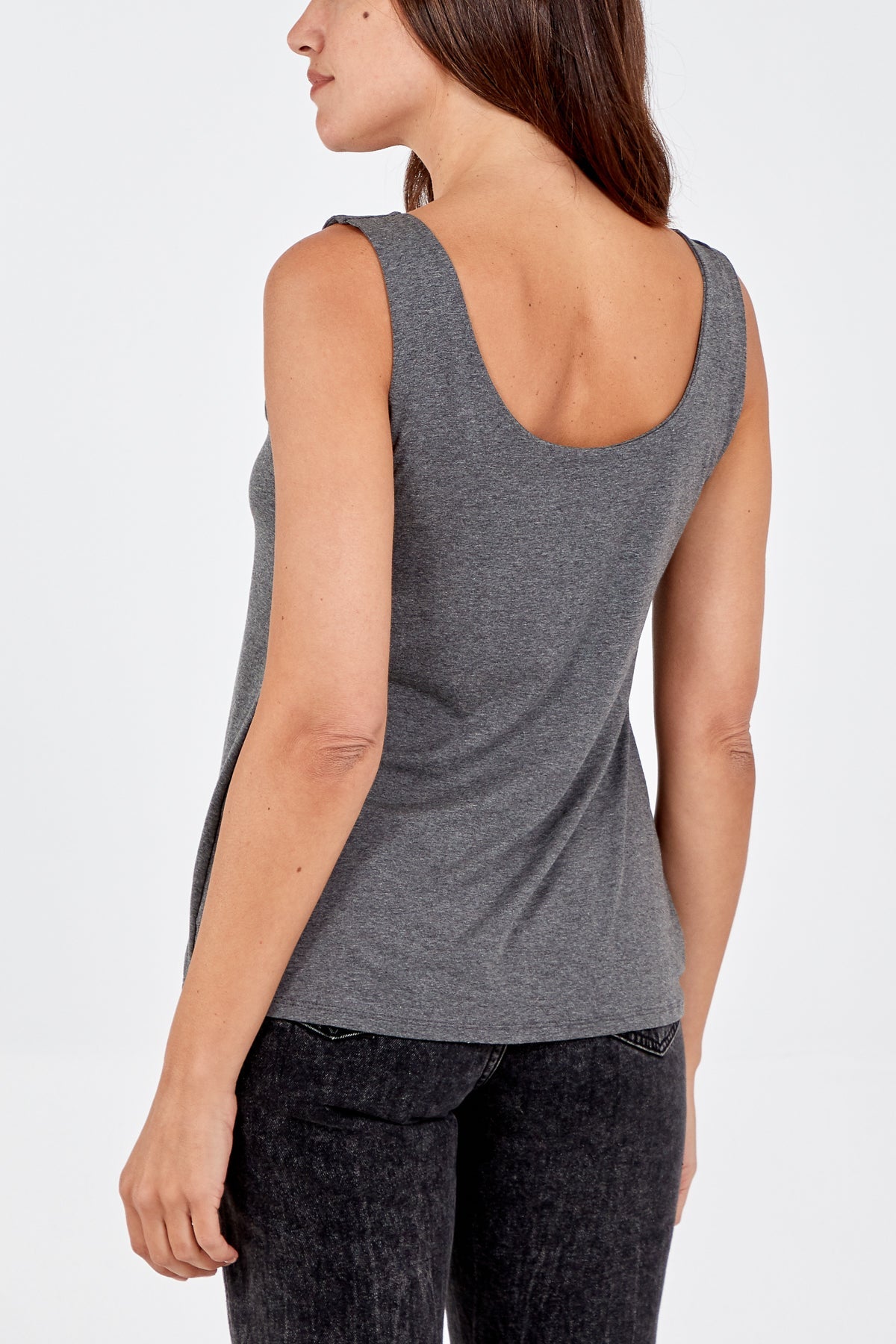 Double Layer Scoop Neck Plain Vest For Women  - Dropwear