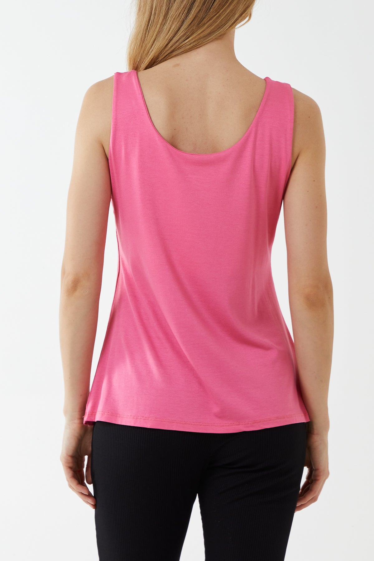 Khaki Double Layer Scoop Neck Plain Vest For Women ONE SIZE - Dropwear