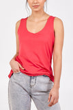 Double Layer Scoop Neck Plain Vest For Women  - Dropwear