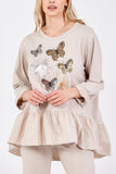 Butterfly Frill Hem Lounge Set For Women  - Dropwear