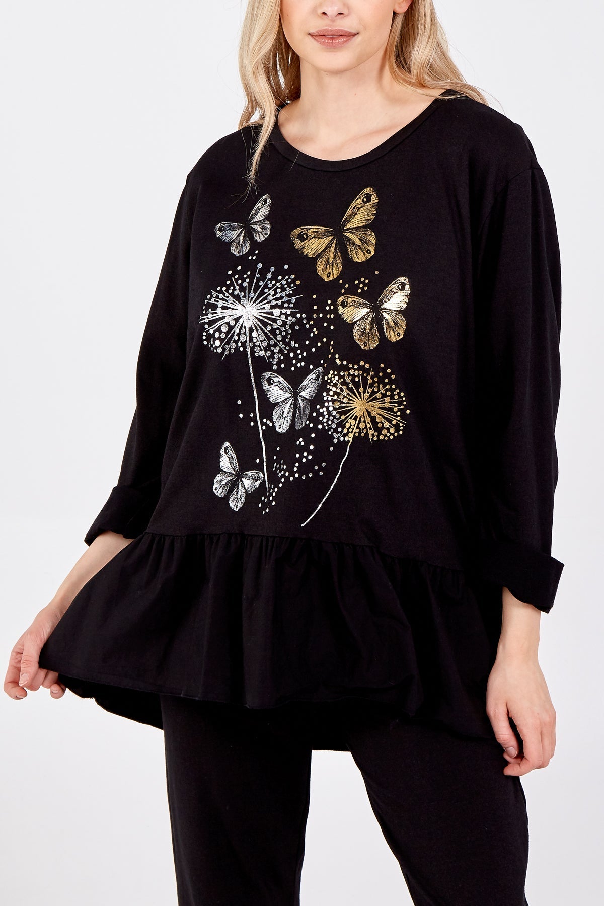 Butterfly Frill Hem Lounge Set For Women  - Dropwear