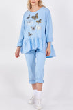 Butterfly Frill Hem Lounge Set For Women  - Dropwear