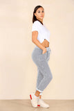 Pink Plus Size Italian Thin Stripes Print Drawstring Cotton Joggers For Women 22 - Dropwear