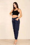 Mocha Italian Glitter Drawstring Waistband Magic Pants For Women 8 - Dropwear