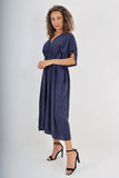 Italian Drawestring Front Flared Linen Dress For Women  - Dropwear
