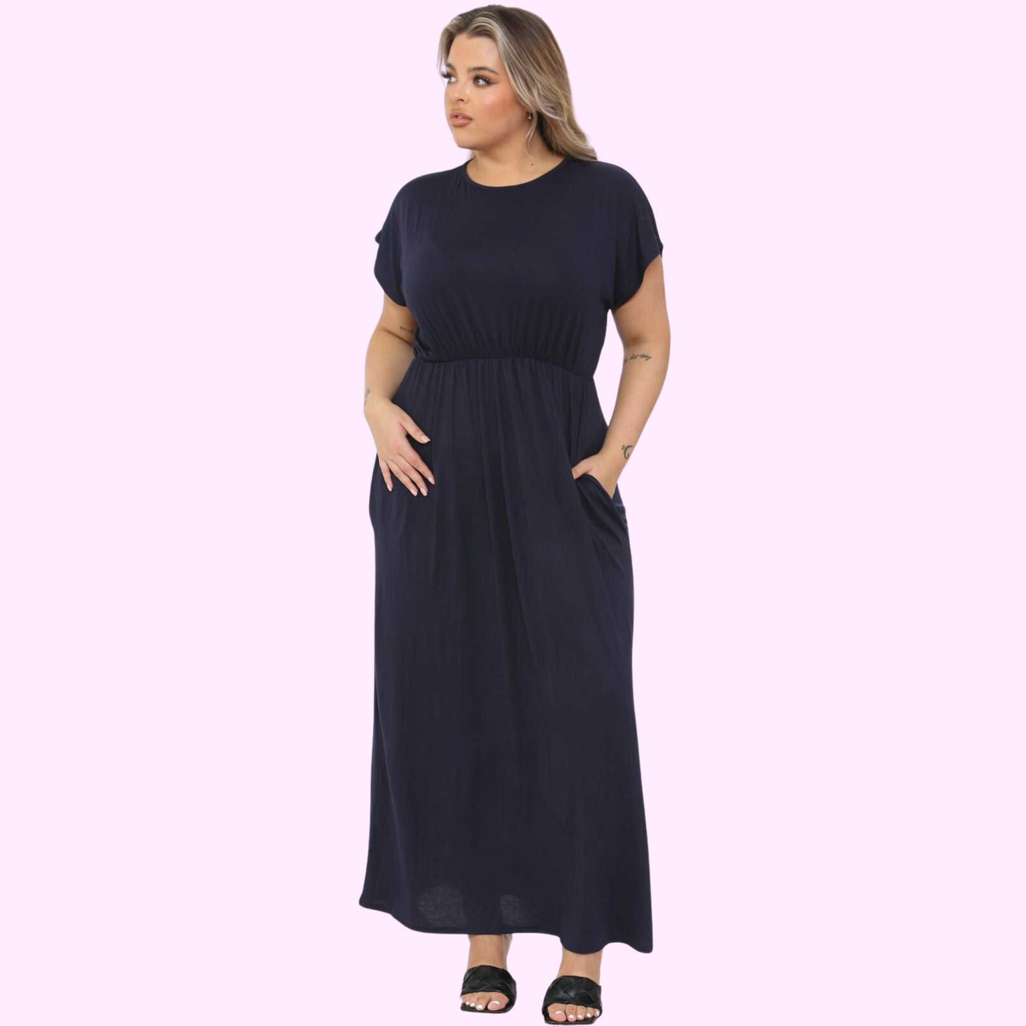 Silver SHORT SLEEVE MAXI DRESS For Women 16-18 - Dropwear