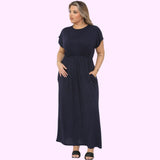 Silver SHORT SLEEVE MAXI DRESS For Women 16-18 - Dropwear