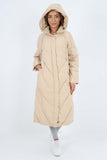 Italian Quilted Hooded Long Jacket Coat For Women  - Dropwear