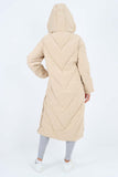 Italian Quilted Hooded Long Jacket Coat For Women  - Dropwear