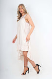 Italian Lace Neckline Dipped Hem Dress For Women  - Dropwear