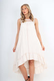 Italian Lace Neckline Dipped Hem Dress For Women  - Dropwear