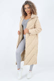 Italian Quilted Hooded Long Jacket Coat For Women  - Dropwear