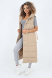 Italian Belted Hooded Long Gilet For Women  - Dropwear