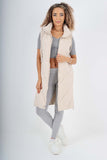 Italian Padded Pockets Hooded Zip up Long Gilet For Women  - Dropwear