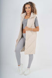 Italian Padded Pockets Hooded Zip up Long Gilet For Women  - Dropwear