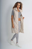 Italian Padded Pockets Hooded Zip up Long Gilet For Women  - Dropwear