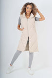 Italian Padded Pockets Hooded Zip up Long Gilet For Women  - Dropwear