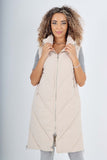 Italian Padded Pockets Hooded Zip up Long Gilet For Women  - Dropwear