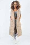 Italian Belted Hooded Long Gilet For Women  - Dropwear