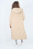 Italian Quilted Hooded Long Jacket Coat For Women  - Dropwear