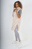 Italian Padded Pockets Hooded Zip up Long Gilet For Women  - Dropwear