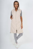 Italian Padded Pockets Hooded Zip up Long Gilet For Women  - Dropwear