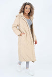 Italian Quilted Hooded Long Jacket Coat For Women  - Dropwear